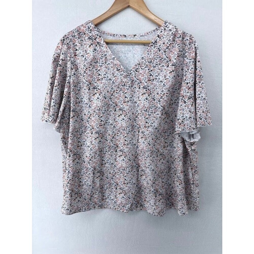 Women's Shein Plus Size‎ 3X Floral Top Flutter Sleeve Work Wear
